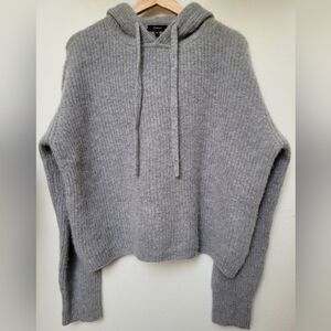 Quince 100% Cashmere Heather Gray Fisherman Pullover Hoodie Sweater